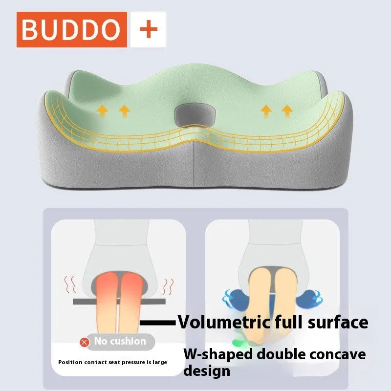 A solid-colour memory foam waist rest seat cushion for office chair back support.