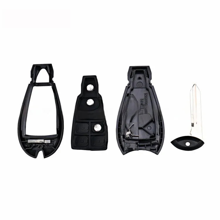 Dodge Chrysler smart key card replacement shell, blank plastic housing measuring 85mm by 42mm.