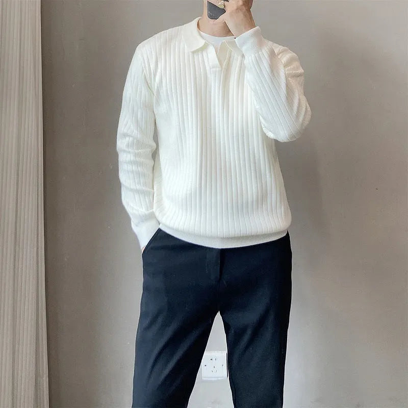Men's rabbit fur modal knitted pullover sweater in loose fit with long sleeves
