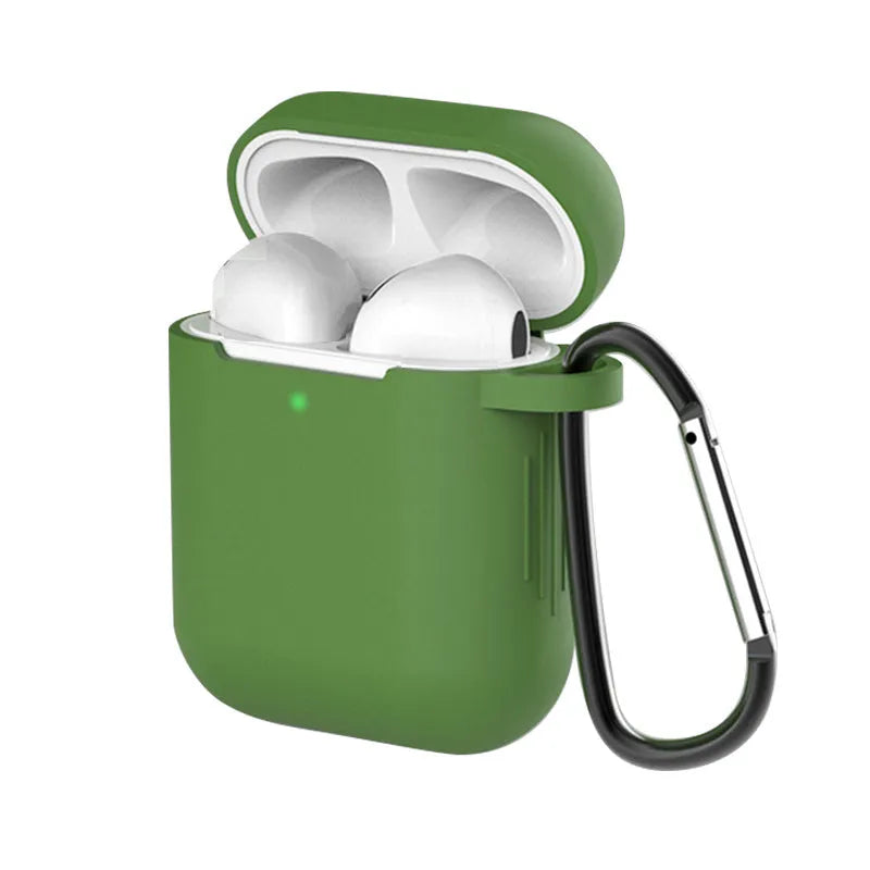 Liquid silicone clamshell cover for Apple AirPods first and second generation in multiple colours.