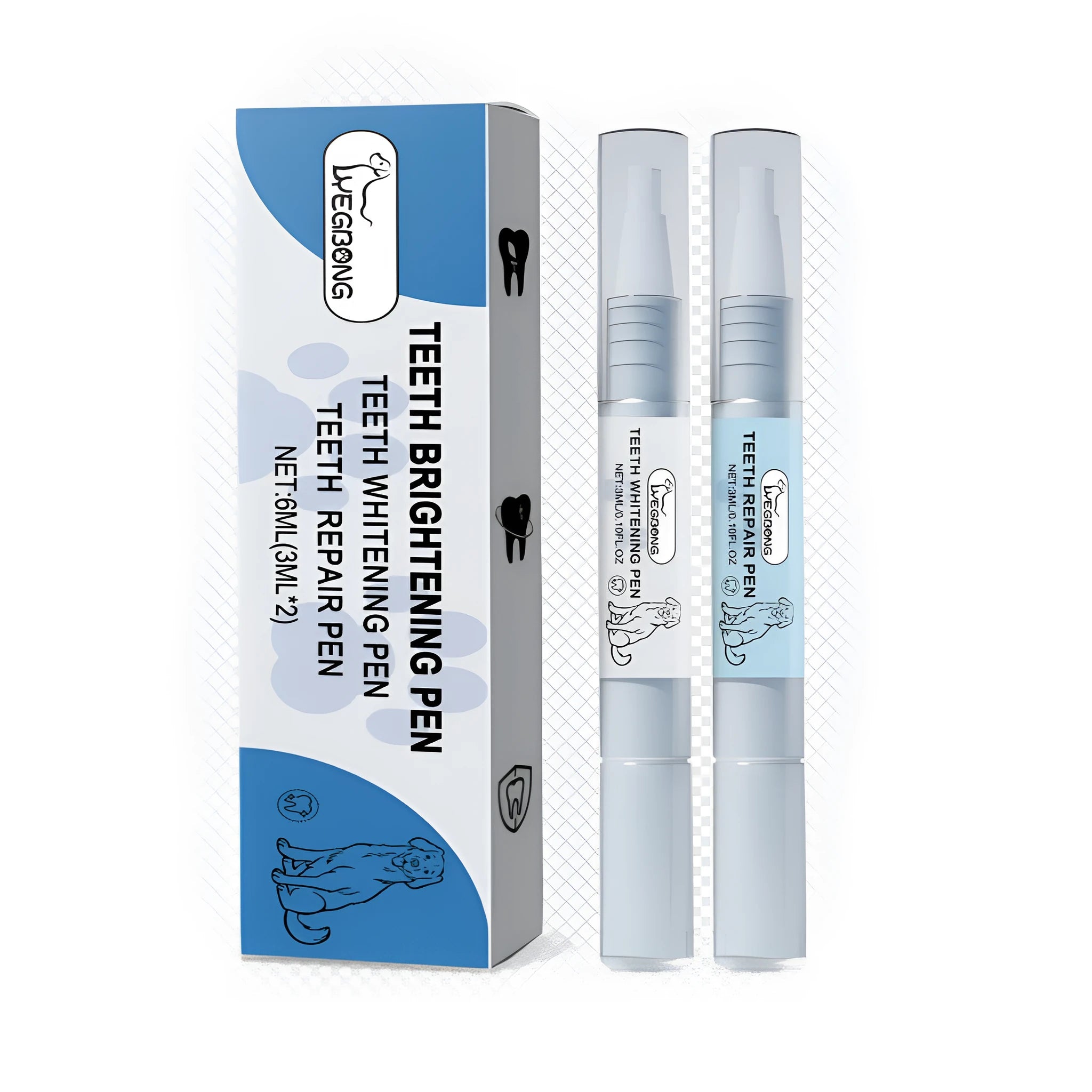 Pet teeth whitening and repair pen set for dogs and cats dental care