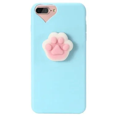 Soft silicone iPhone case with 3D cartoon cat design in blue colour