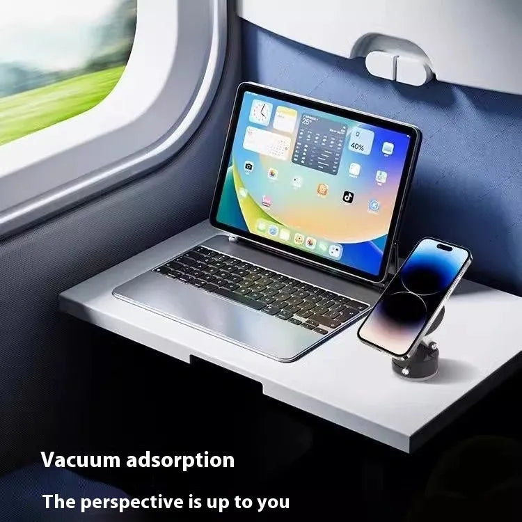 Vacuum magnetic suction phone bracket in black for car dashboard or desk use