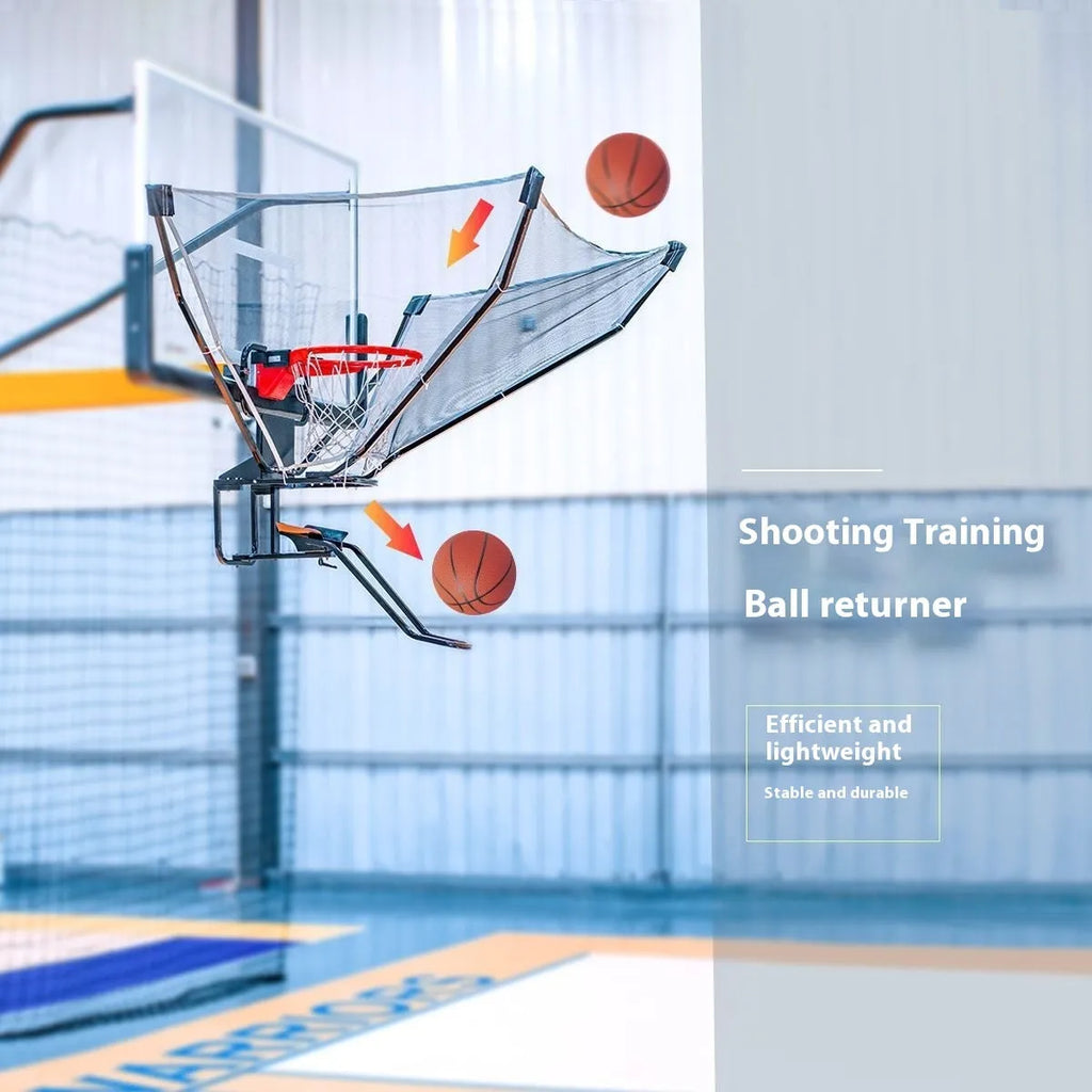 Portable basketball training return device with automatic pitching function and cowhide construction