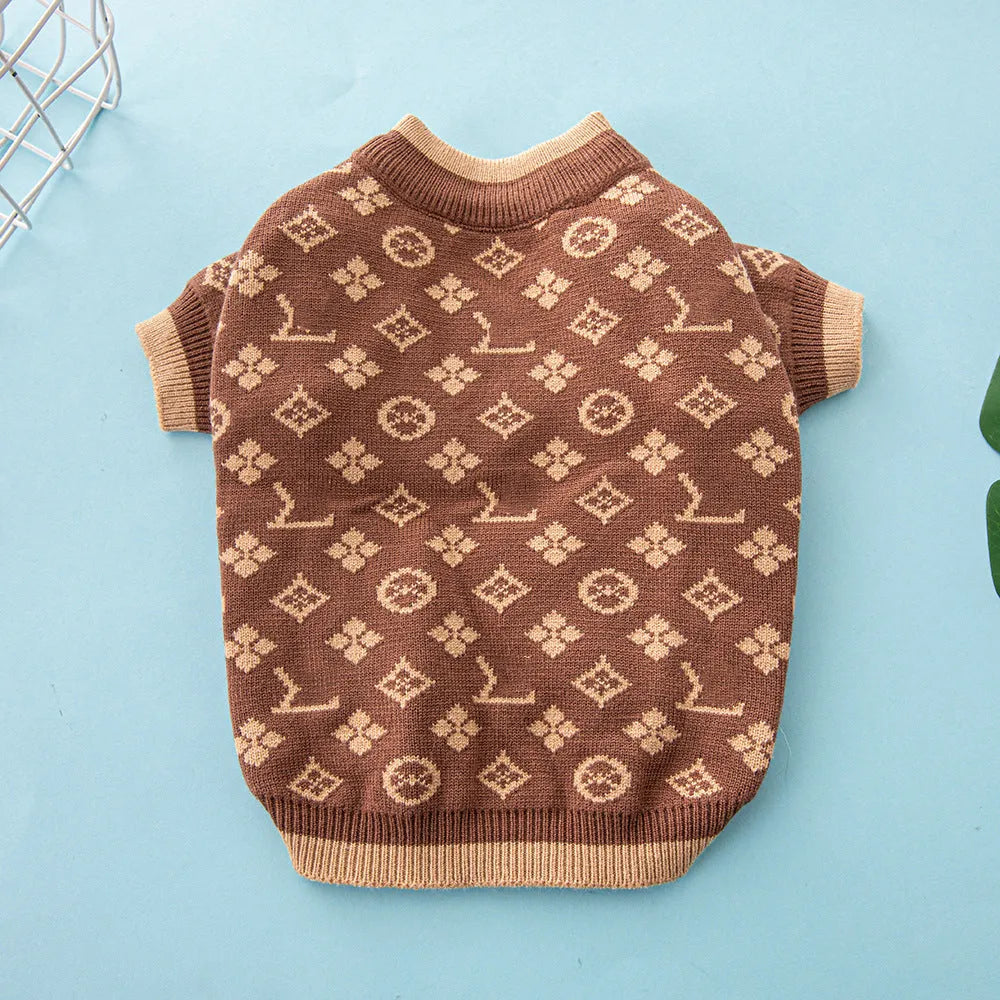 Wool dog sweater for winter in monochrome or two-tone colours available in six sizes