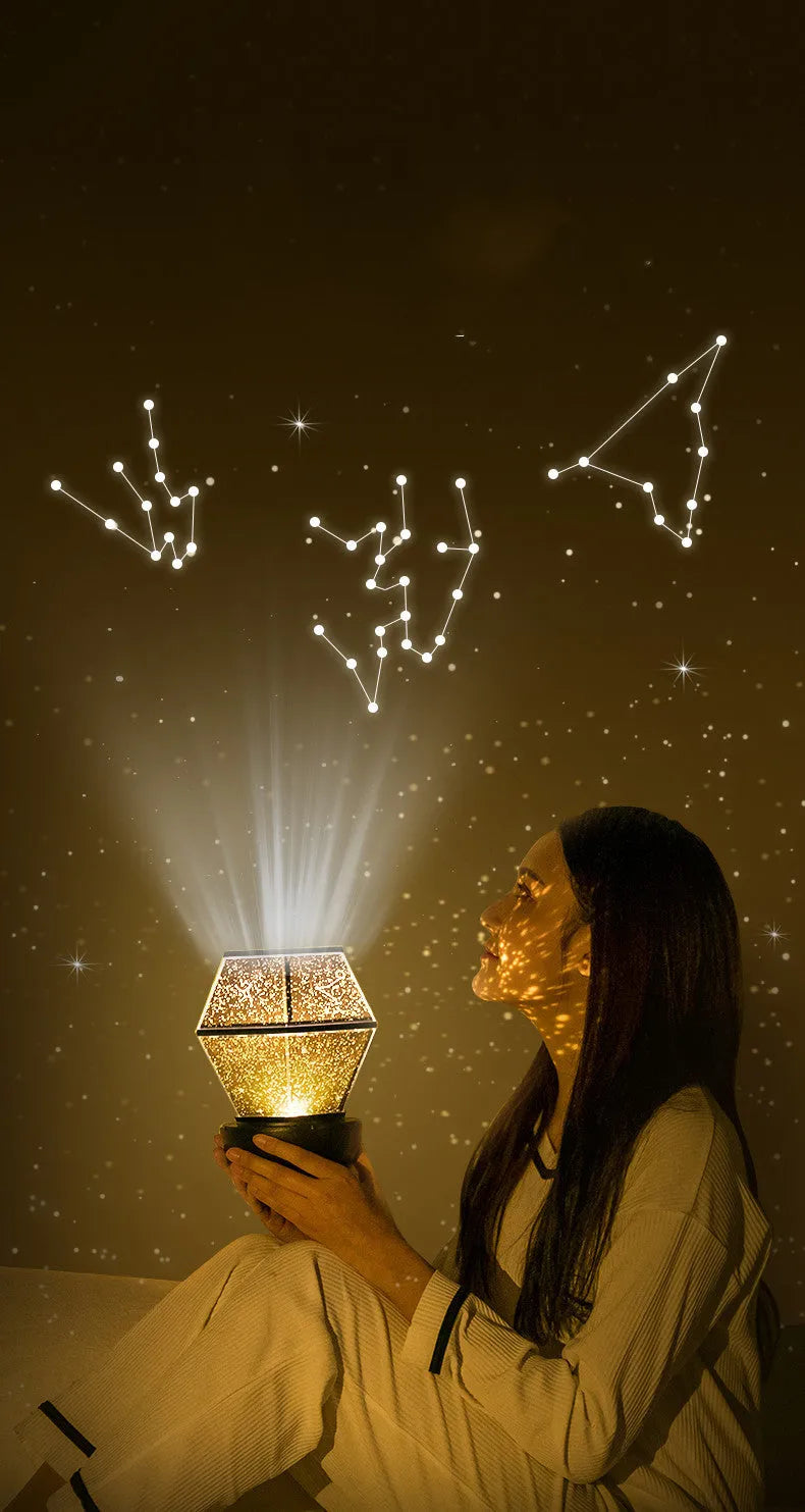 Children's rotating stars LED night light with three colour settings and rotating projection