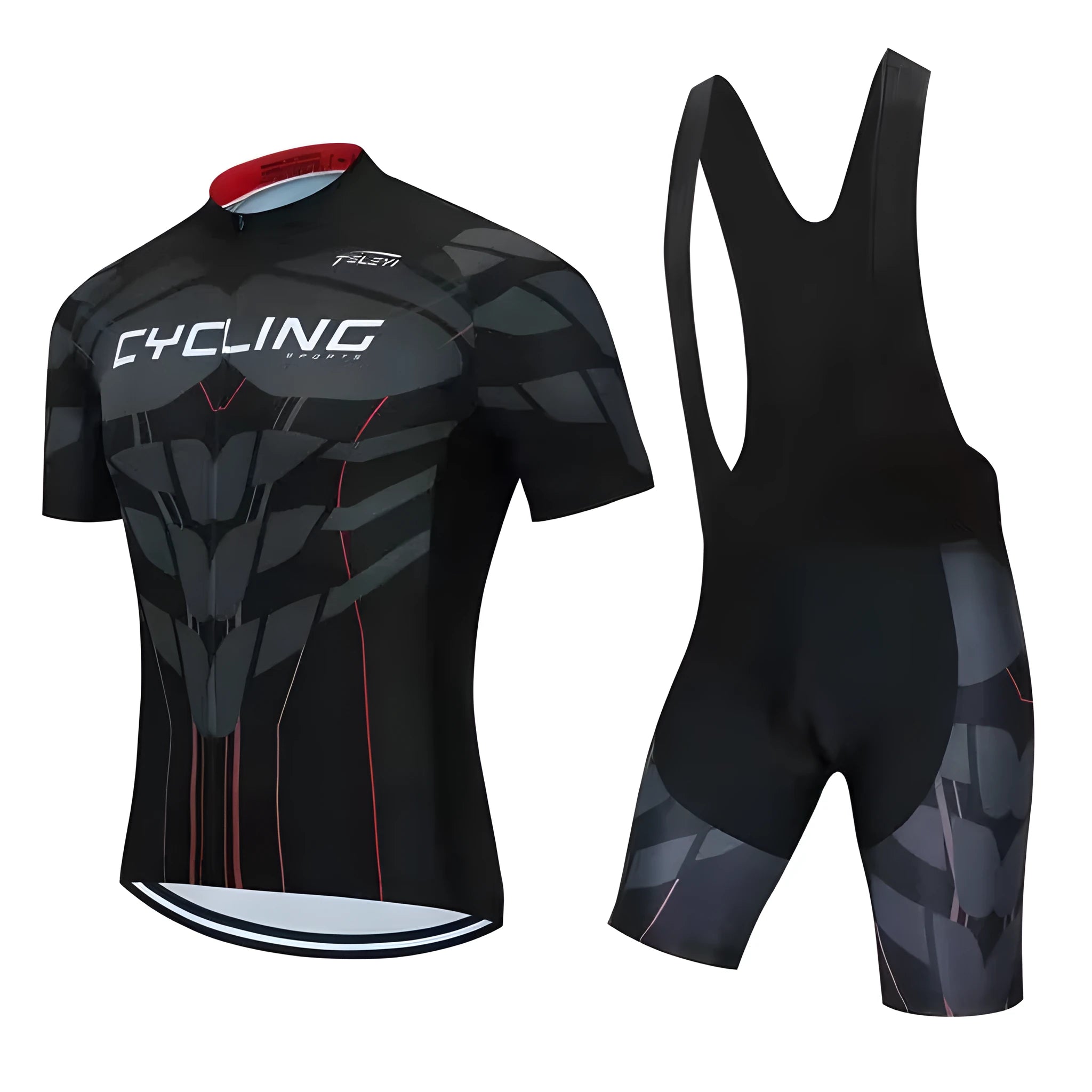Cycling jersey and shorts set with moisture-wicking fabric in multiple colour options