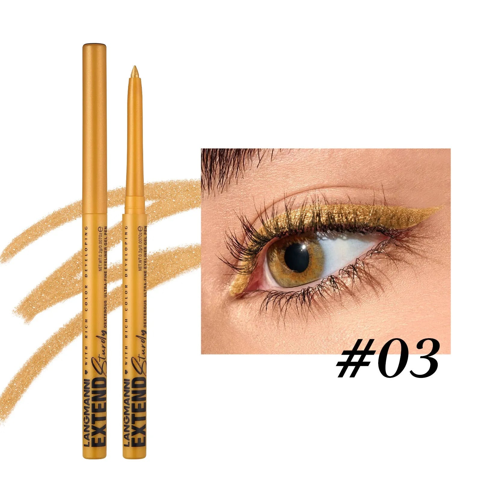 Set of 12 colourful gel glitter eyeliner pencils with matte, glitter, metallic, and pearl finishes