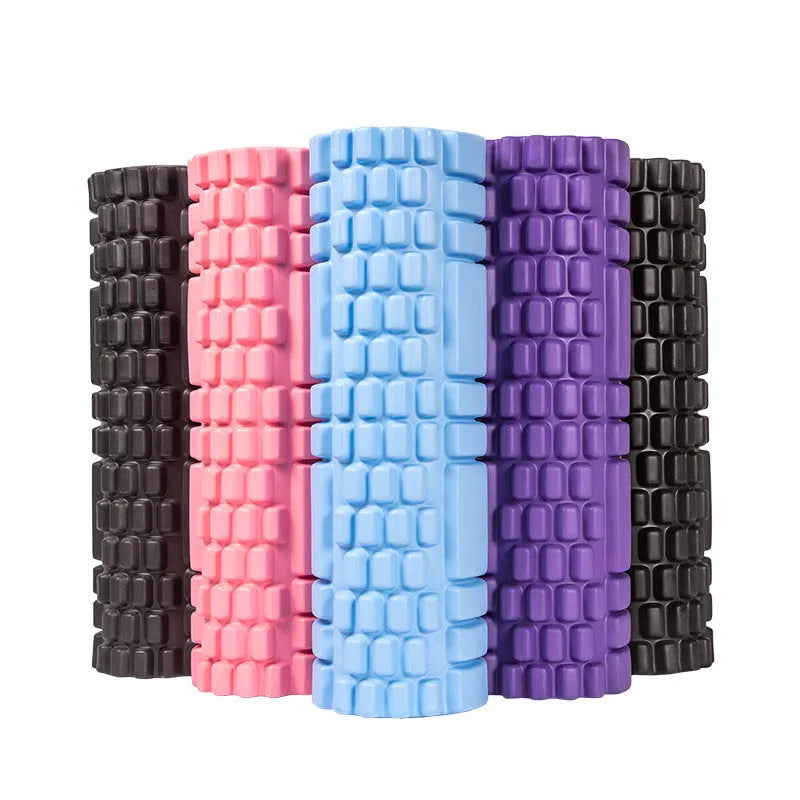 EVA foam roller for fitness in multiple sizes and colours including black, grey, pink, and blue