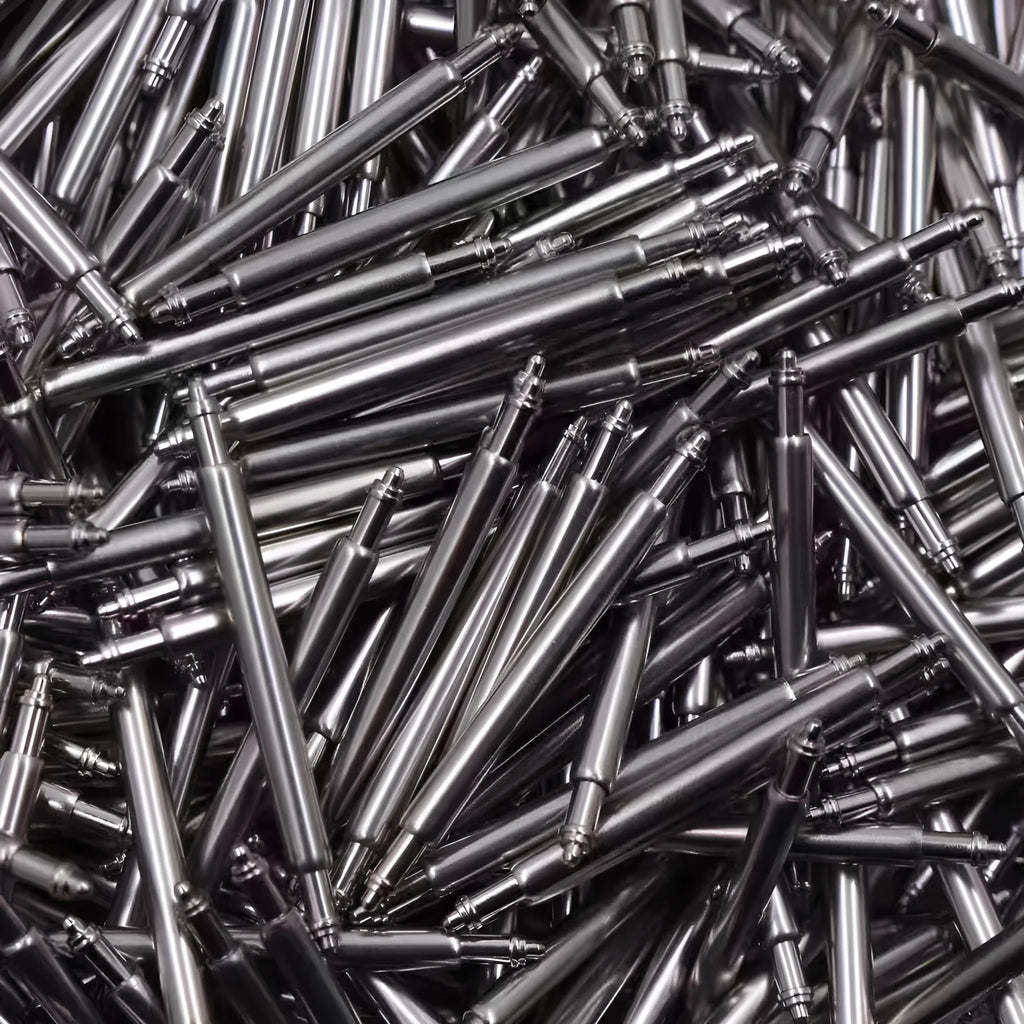 Watch accessories parts including bolt, auricular needle and spring shaft components in six millimeter sizes