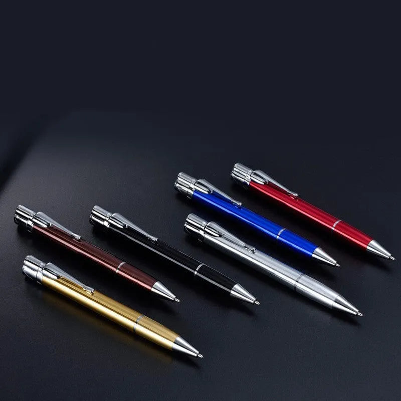 Metal refillable jet flame lighter pen with keychain in assorted colours