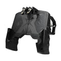 Black mobile phone game controller with dual analogue sticks and trigger buttons for plug-in gaming control