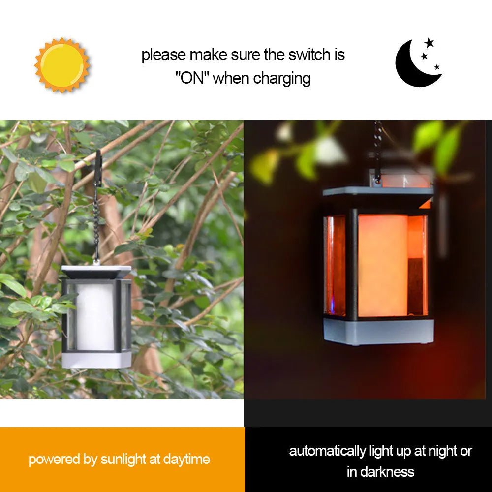Antique flame design outdoor solar LED street lamp in black or grey