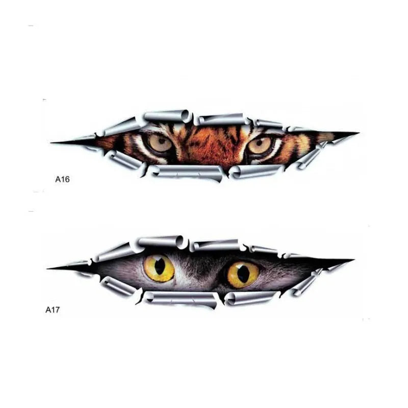 3D car door bumper sticker in Tiger Eye or Eagle Eye design on vehicle door edge