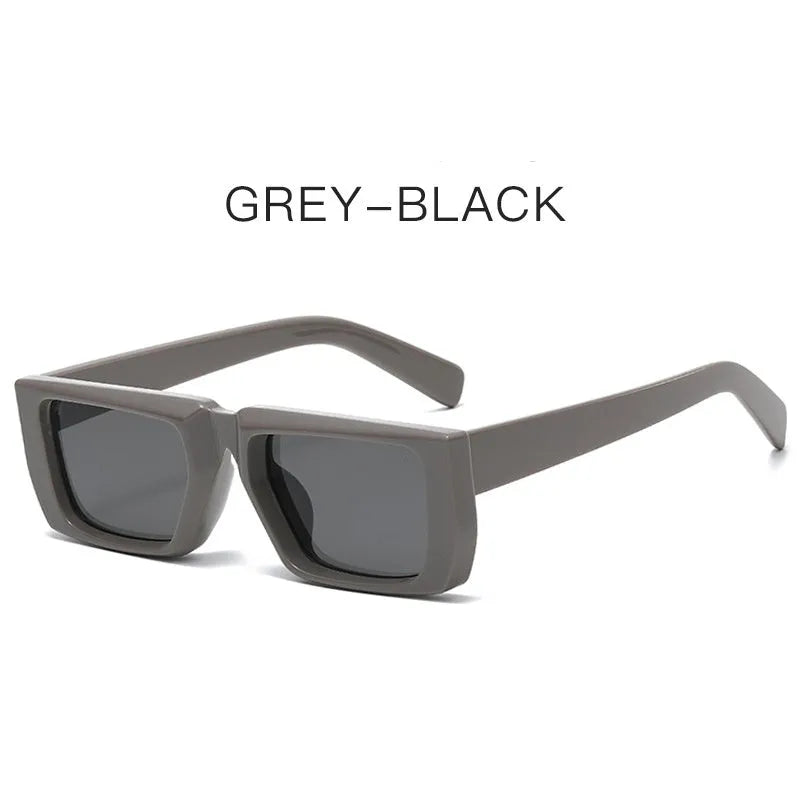 Y2K style sunglasses with UV400 protection in multiple colour combinations including black, grey, and transparent frames
