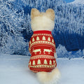 Polyester dog Christmas clothes in red green with Santa Claus and tree designs