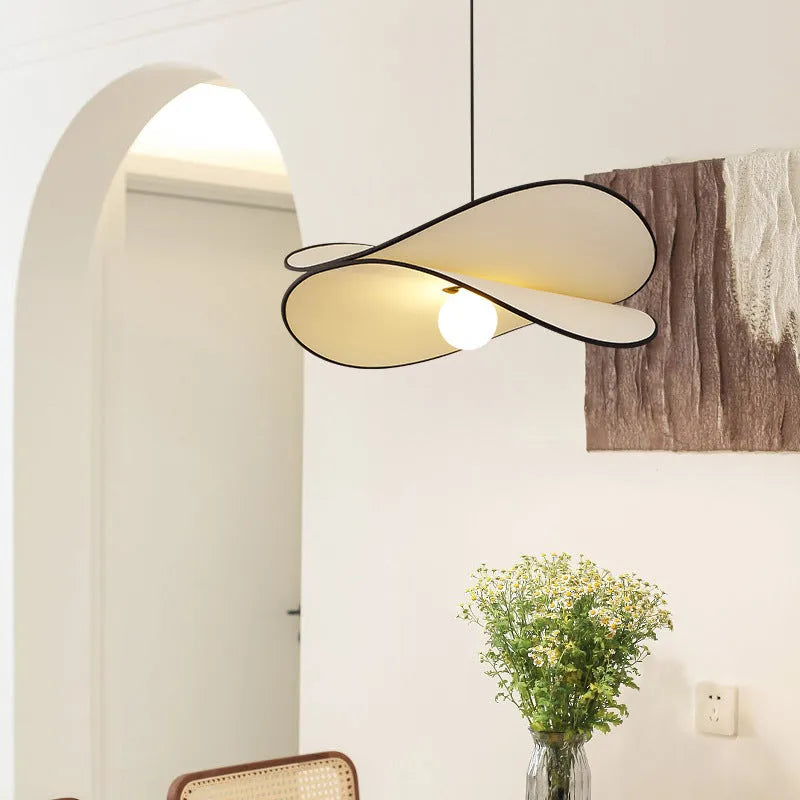 French style artistic chandelier pendant light with fabric potato chip design in bedroom setting