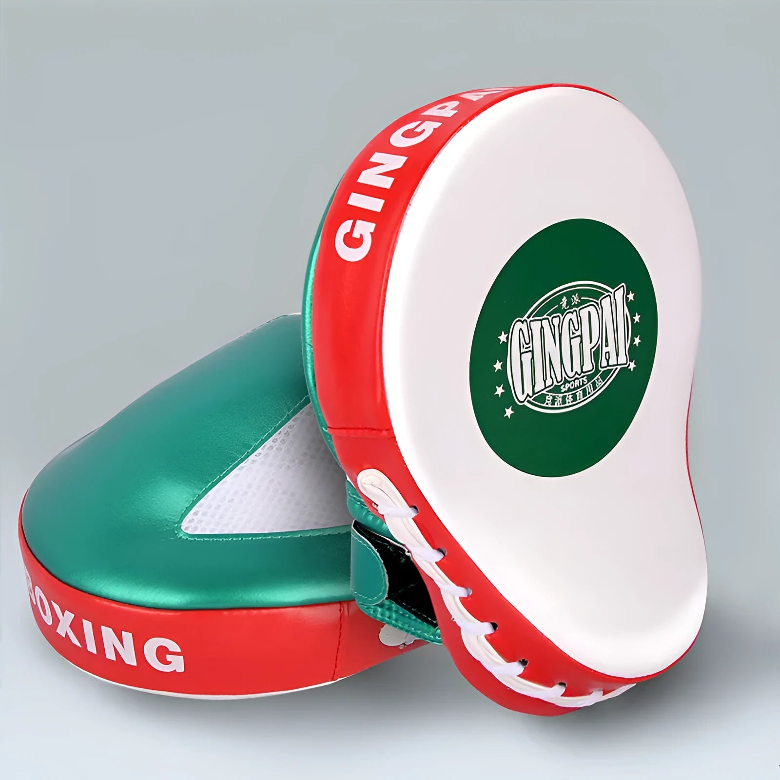 Vertical gold and green PU baffle target for boxing and martial arts wall-mounted training.