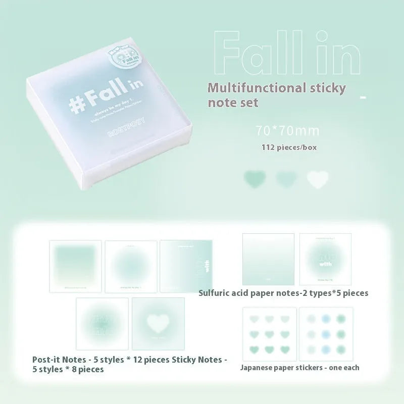 Square 70mm multifunctional notepad with gradient parchment paper and sticky notes in four colour options