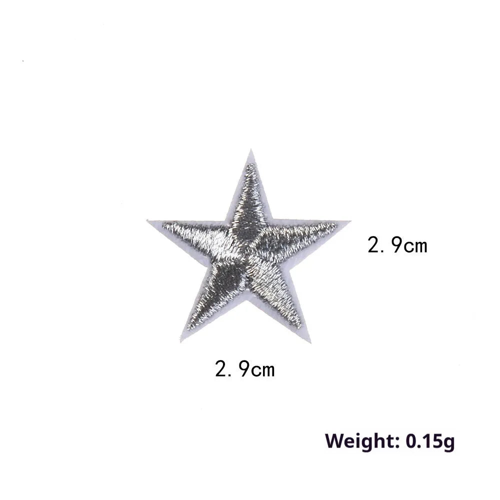 Colourful five-pointed star cloth embroidery stickers for DIY clothing decoration and craft projects