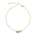Women's alloy pineapple bracelet with fruit-shaped charm in gold or silver colour