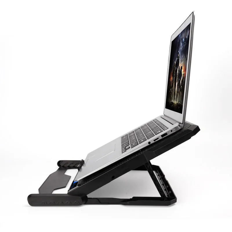 Metal mesh laptop cooling board with LCD speed control display in black colour