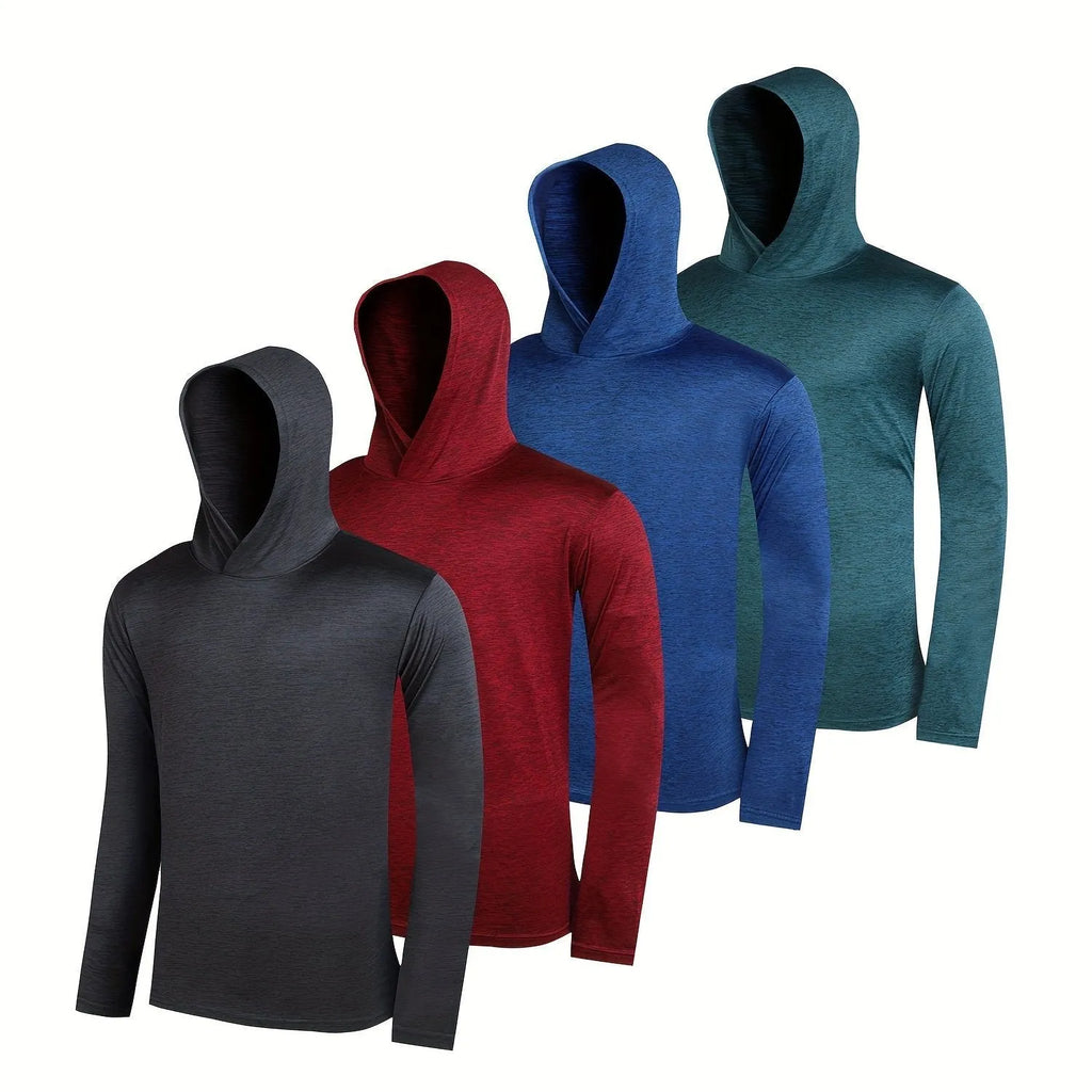 Men's lightweight hoodie 4-piece pack in elastic polyester fibre showing colour options