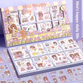 Box of children's repositionable stickers in five decorative themes for creative play