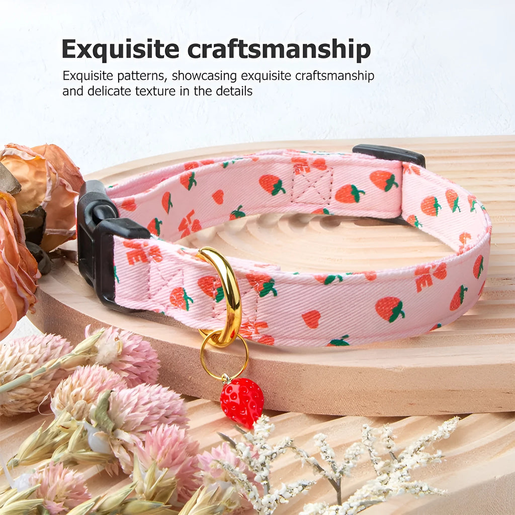 Adjustable polyester dog collar with floral pattern in multiple colours for traction
