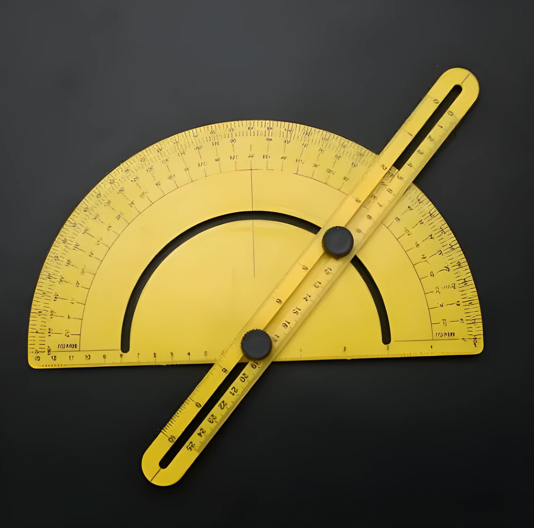 180-degree carpentry angle ruler tool measuring wooden desk corner with ABS plastic construction