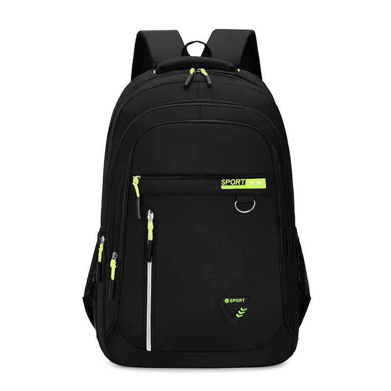 Men's Oxford cloth large capacity schoolbag with air pillow belt system in black, blue, green, or red colours