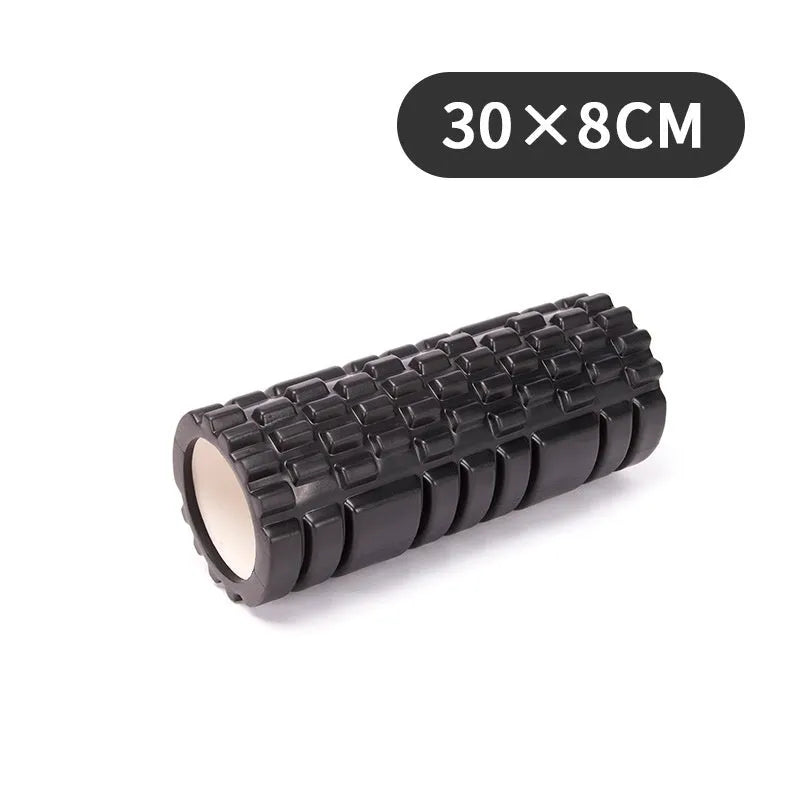 EVA foam roller for fitness in multiple sizes and colours including black, grey, pink, and blue