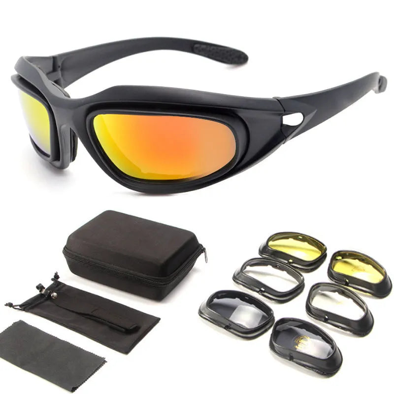 Tactical sports sunglasses with polarised lenses for outdoor cycling