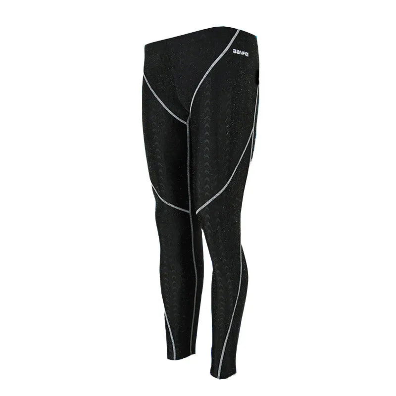 Men's nylon cropped swimming trunks in briefs style with colour line detailing