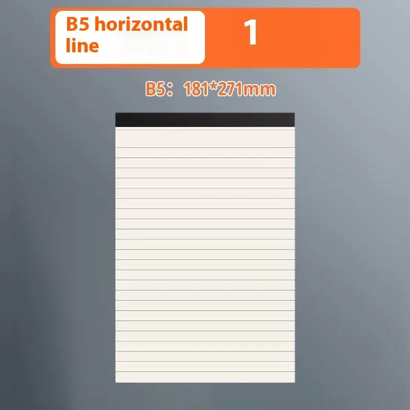 Writing pads in A4 A5 B5 sizes with 80 sheets, available in lines grid or blank page styles