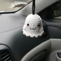 Plush hand-woven car hanging ornament in a cartoon design made from polyester