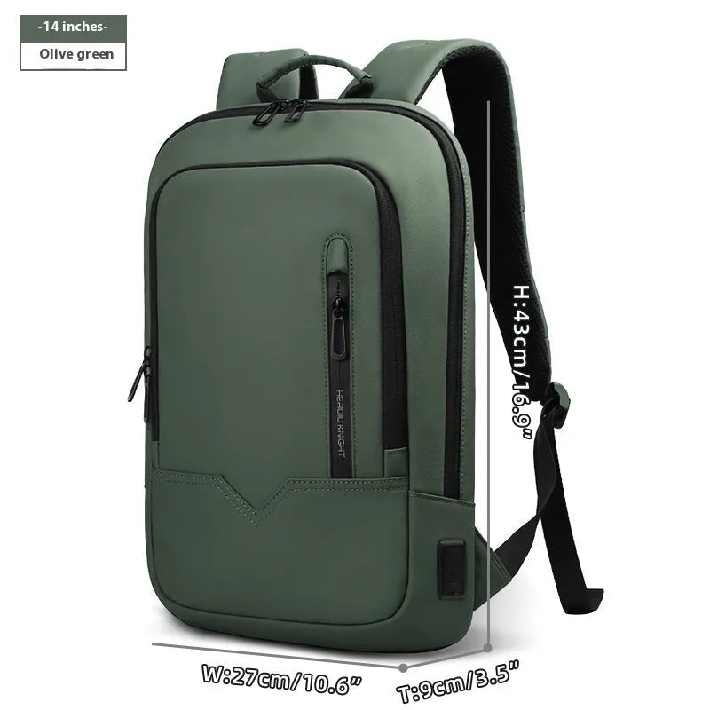 Lightweight polyester computer backpack with USB charging port in various colours