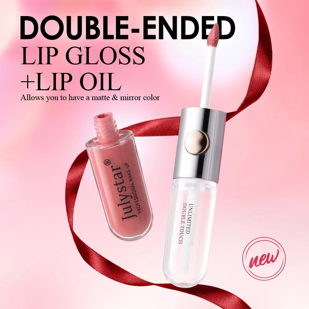 Women's lasting lip gloss tube showing 6ml content, available in nine colour style options for universal skin types