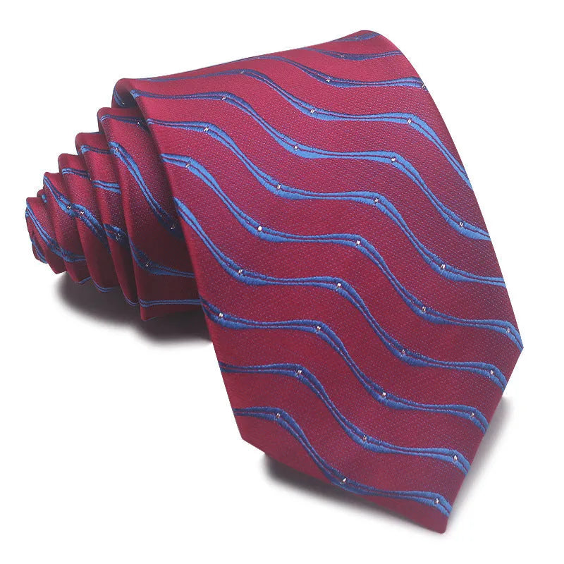 8cm wide polyester jacquard striped business tie in arrow shape for formal office wear
