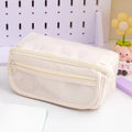 Korean style canvas pencil case with ten-layer flip design showing multiple colour options