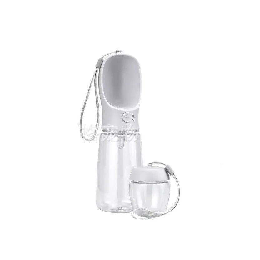 Blue portable plastic dog drinking cup with two-in-one design for outings