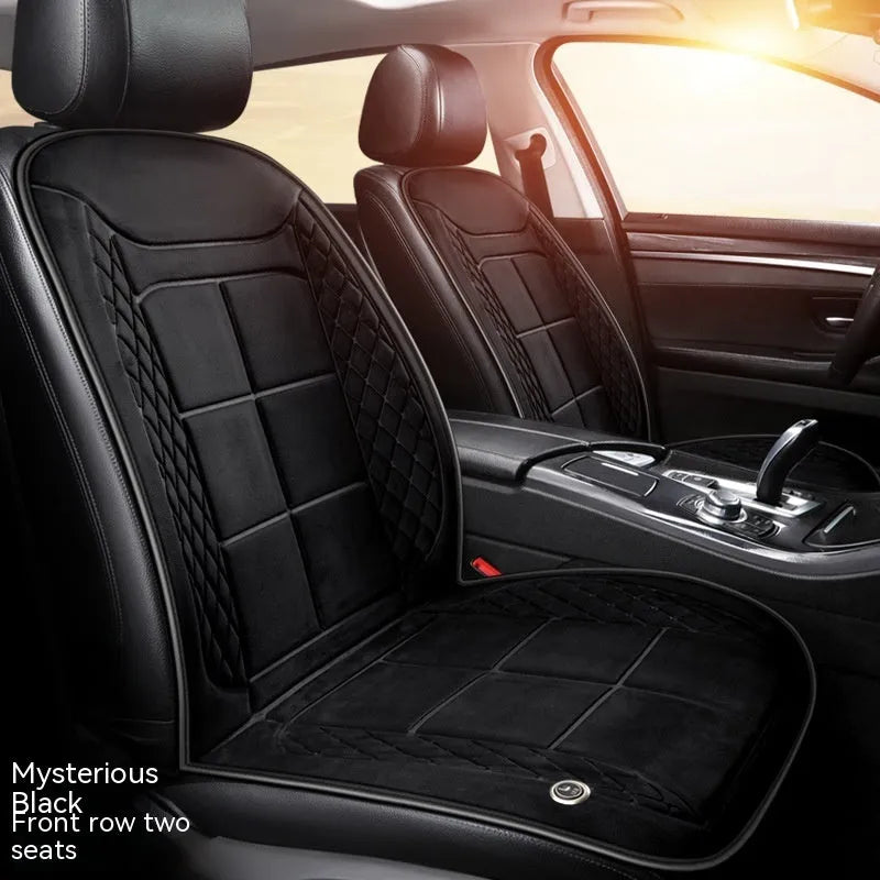 Car seat heating cushion with auto heating function in beige colour on car seat