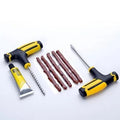 8-piece vacuum tyre repair tool set with probe, glue and rubber strips for car and motorcycle emergencies