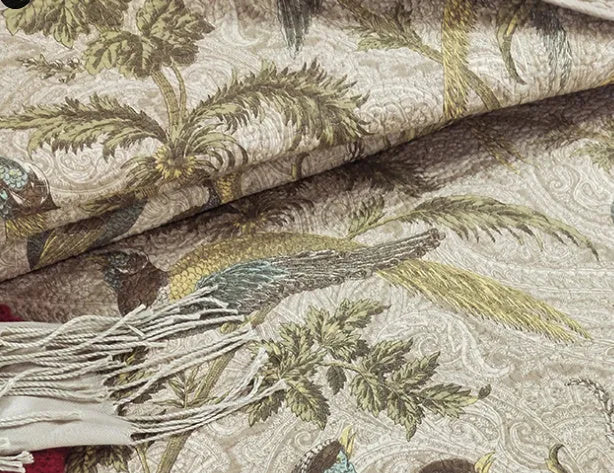 Blue American floral and bird pattern cotton bedspread quilt set with three pieces