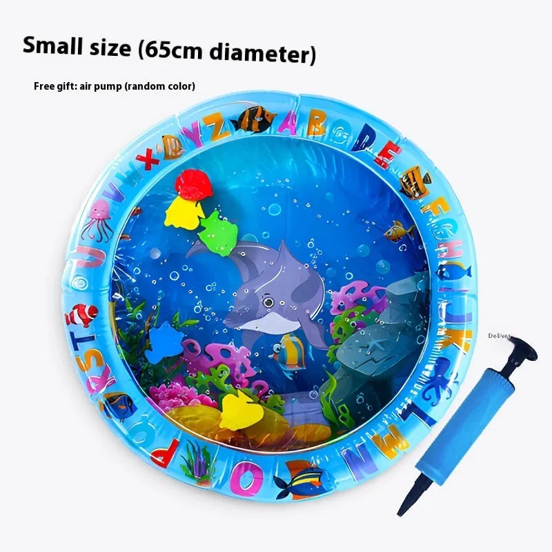 Inflatable PVC water cooling mat for pets on a blue background.