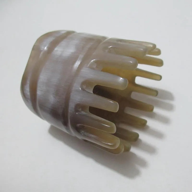 White buffalo horn head massage comb with multiple tooth configuration options for meridian scalp stimulation