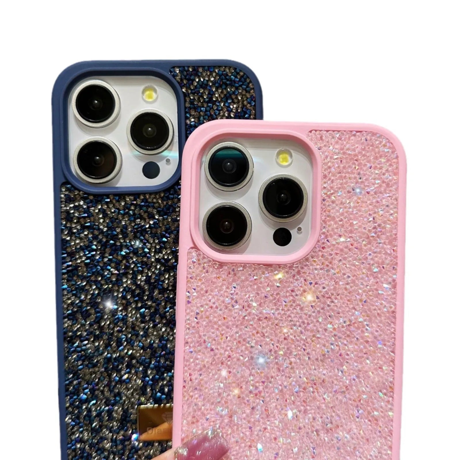 Luxury rhinestone graphene mobile phone shell in black with full diamond covering compatible with iPhone models