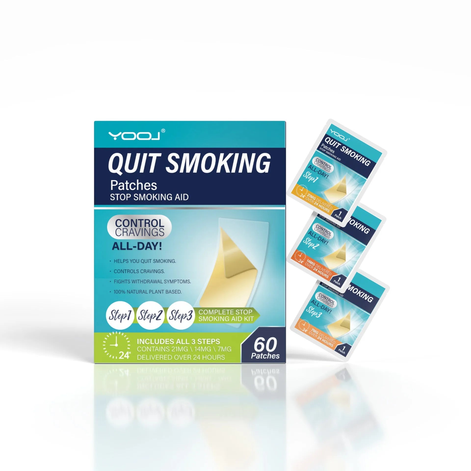 Box of 30 plant extract nicotine replacement therapy patches for smoking cessation