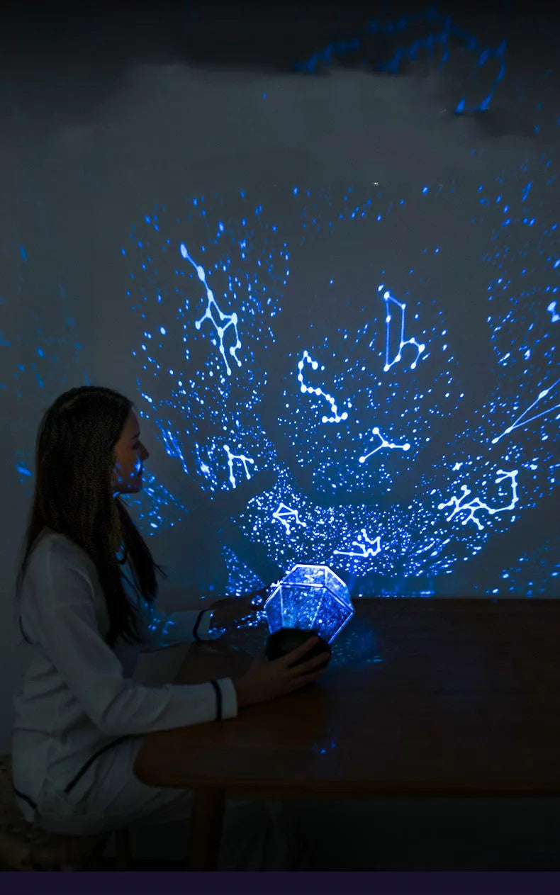 Children's rotating stars LED night light with three colour settings and rotating projection