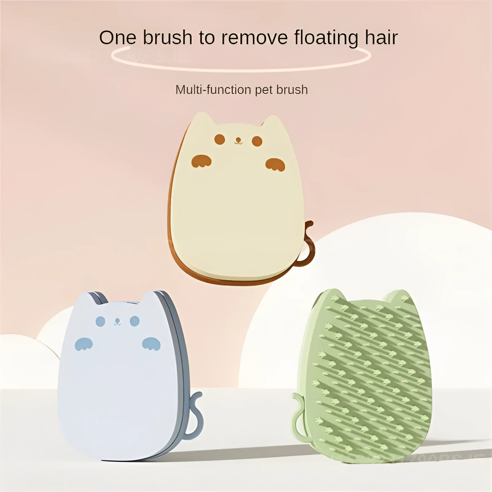 Brown sponge silicone pet comb and grooming brush for cat and dog hair removal.